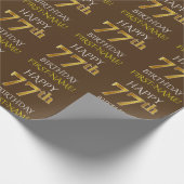 Bruin, Faux Gold "HAPPY 77th BIRTHDAY" Cadeaupapier (Hoek)