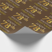 Bruin, Faux Gold "HAPPY 78th BIRTHDAY" Cadeaupapier (Hoek)