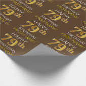 Bruin, Faux Gold "HAPPY 79th BIRTHDAY" Cadeaupapier (Hoek)