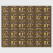 Bruin, Faux Gold "HAPPY 81st BIRTHDAY" Cadeaupapier (Vlak)