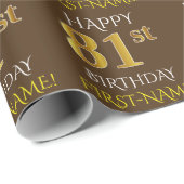 Bruin, Faux Gold "HAPPY 81st BIRTHDAY" Cadeaupapier (Rol Hoek)