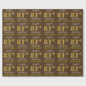 Bruin, Faux Gold "HAPPY 83rd BIRTHDAY" Cadeaupapier (Vlak)