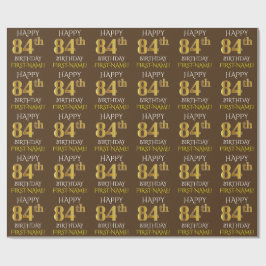 Bruin, Faux Gold "HAPPY 84th BIRTHDAY" Cadeaupapier