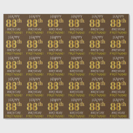 Bruin, Faux Gold "HAPPY 88th BIRTHDAY" Cadeaupapier