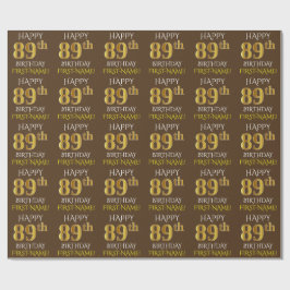 Bruin, Faux Gold "HAPPY 89th BIRTHDAY" Cadeaupapier