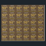 Bruin, Faux Gold "HAPPY 90th BIRTHDAY" Cadeaupapier<br><div class="desc">Dit wikkelpapierontwerp heeft een boodschap als "HAPPY 90th BIRTHDAY",  waarbij de "90th" een faux/imitatie gouden uiterlijk heeft. Het heeft ook een aangepaste naam en een bruin gekleurde achtergrond. Het kan misschien worden gebruikt bij het inpakken van geschenken die worden gegeven voor iemands negentigste verjaardag. [~Z0000133]</div>