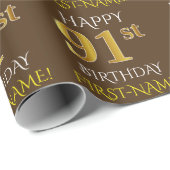 Bruin, Faux Gold "HAPPY 91st BIRTHDAY" Cadeaupapier (Rol Hoek)