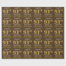 Bruin, Faux Gold "HAPPY 93rd BIRTHDAY" Cadeaupapier