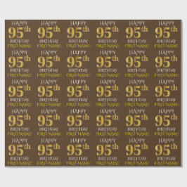 Bruin, Faux Gold "HAPPY 95th BIRTHDAY" Cadeaupapier