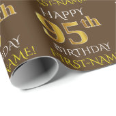 Bruin, Faux Gold "HAPPY 95th BIRTHDAY" Cadeaupapier (Rol Hoek)