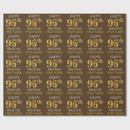 Bruin, Faux Gold "HAPPY 96th BIRTHDAY" Cadeaupapier