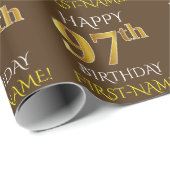 Bruin, Faux Gold "HAPPY 97th BIRTHDAY" Cadeaupapier (Rol Hoek)