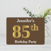 Bruin, Faux Goud 85e Verjaardagsfeestje; Aangepast Kaart (Staand voorkant)