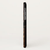 Bruin Faux Hout Carving iPhone X Hoesje (Achterkant/links)