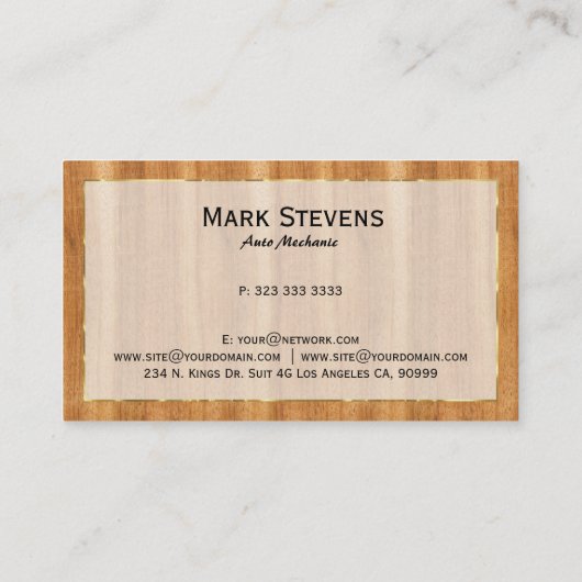 Bruin faux hout planken gouden accent Visitekaartj Visitekaartje (Achterkant)