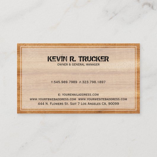 Bruin faux hout textuur remodeling visitekaartje (Achterkant)