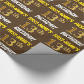 Bruin, Faux/Imitatie Goud, "13e VERJAARDAG" Cadeaupapier (Hoek)