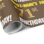 Bruin, Faux/Imitatie Goud, "71ste VERJAARDAG" Cadeaupapier (Rol Hoek)