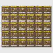 Bruin, Faux/Imitation Gold, "17th BIRTHDAY" Cadeaupapier (Vlak)