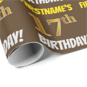 Bruin, Faux/Imitation Gold, "17th BIRTHDAY" Cadeaupapier (Rol Hoek)