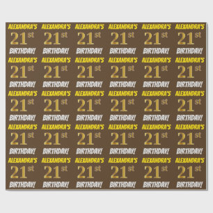 Bruin, Faux/Imitation Gold, 21st BIRTHDAY Cadeaupapier
