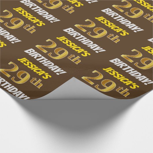 Bruin, Faux/Imitation Gold, 29th BIRTHDAY Cadeaupapier (Hoek)