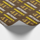 Bruin, Faux/Imitation Gold, "41st BIRTHDAY" Cadeaupapier (Hoek)