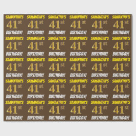 Bruin, Faux/Imitation Gold, "41st BIRTHDAY" Cadeaupapier