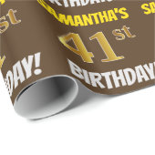 Bruin, Faux/Imitation Gold, "41st BIRTHDAY" Cadeaupapier (Rol Hoek)