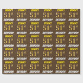Bruin, Faux/Imitation Gold, "51st BIRTHDAY" Cadeaupapier (Vlak)