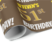 Bruin, Faux/Imitation Gold, "51st BIRTHDAY" Cadeaupapier (Rol Hoek)
