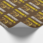 Bruin, Faux/Imitation Gold, 79th BIRTHDAY Cadeaupapier (Hoek)