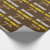 Bruin, Faux/Imitation Gold, "7th BIRTHDAY" Cadeaupapier (Hoek)