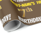 Bruin, Faux/Imitation Gold, "7th BIRTHDAY" Cadeaupapier (Rol Hoek)