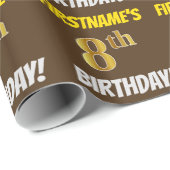 Bruin, Faux/Imitation Gold, "8th BIRTHDAY" Cadeaupapier (Rol Hoek)