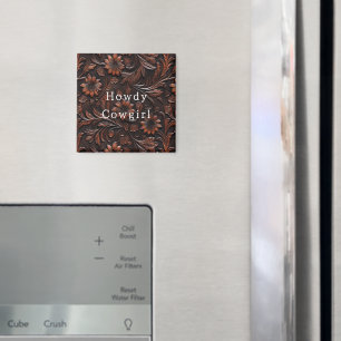 Bruin Faux Leather Cowgirl Floral Magneet