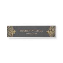 Bruin Faux Leather Gold Swirls Lijst