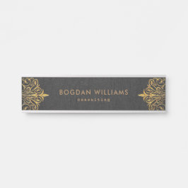 Bruin Faux Leather Gold Swirls Lijst Deurbordje