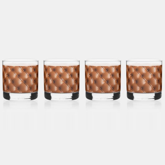 Bruin Faux Leather (lederen look) Whisky Glas (Achterkant)