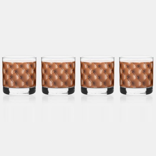 Bruin Faux Leather (lederen look) Whisky Glas (Voorkant)