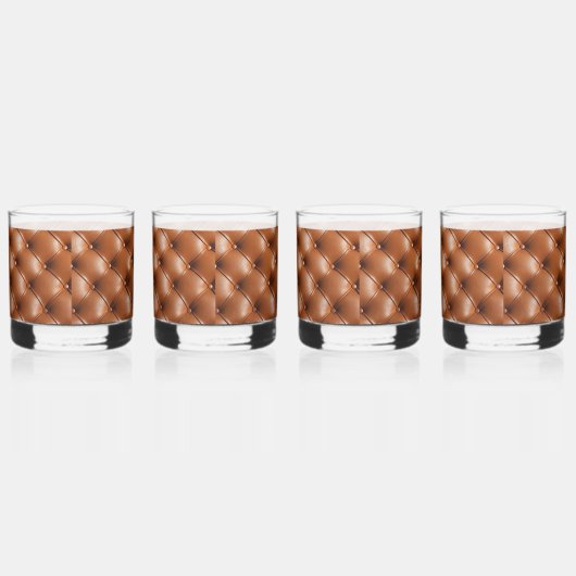 Bruin Faux Leather (lederen look) Whisky Glas (Rechts)