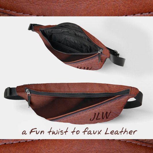 Bruin Faux Leather met Initialen Stijlvolle Unisex Heuptasje