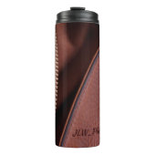 Bruin faux Leather Unzipped Stijlvol Thermosbeker (Voorkant)