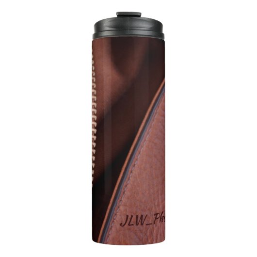 Bruin faux Leather Unzipped Stijlvol Thermosbeker (Voorkant)