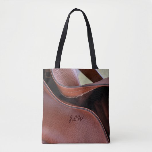 Bruin faux leder op maat tote bag (Voorkant)