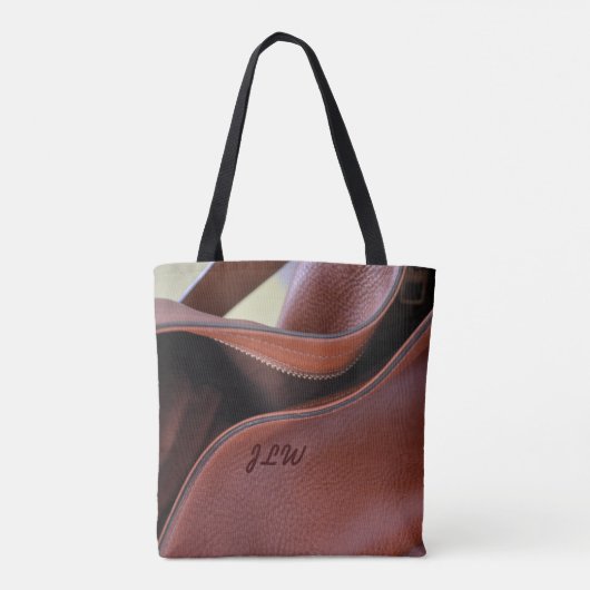 Bruin faux leder op maat tote bag (Achterkant)
