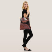 Bruin faux leder op maat tote bag (Op model)