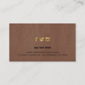 Bruin faux leder textuur goud accent visitekaartje (Achterkant)