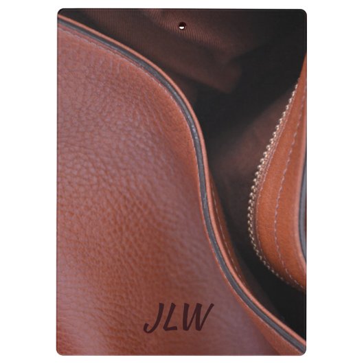 Bruin Faux Leder Unzipped Klembord (Achterkant)