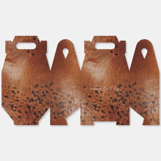 Bruin Faux lederen bruiloft Bedankdoosjes (Ongevouwen)